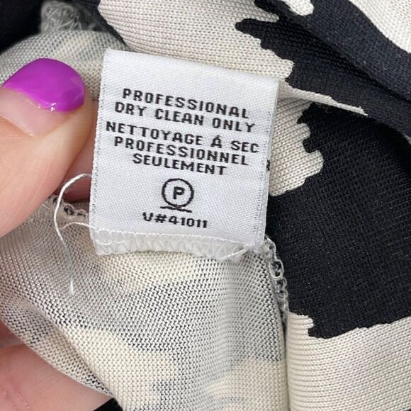 Diane Von Furstenberg Zoe 100% Silk Sheath Dress Flower Ikat Black Ivory Size 10 - Picture 13 of 14